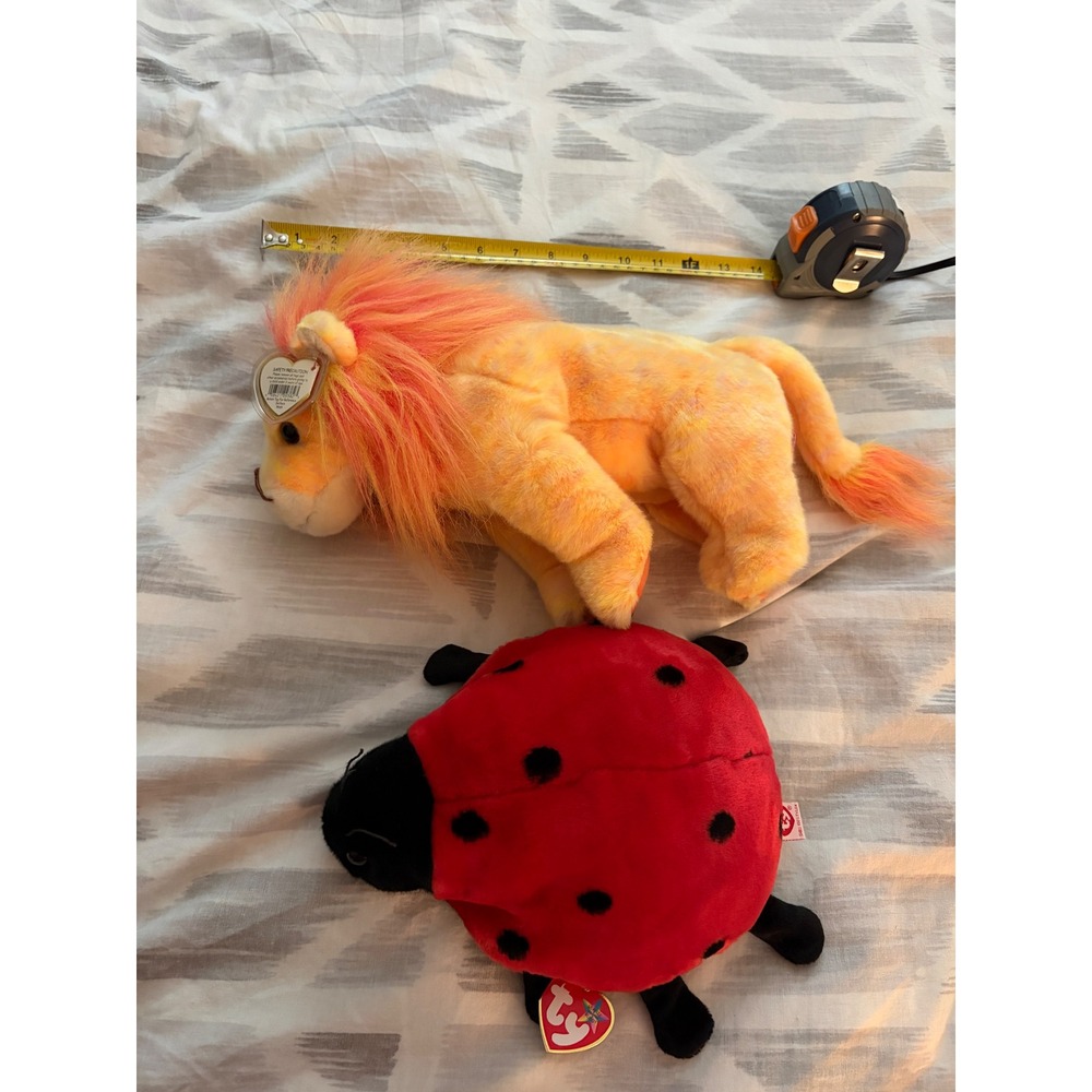 Ty Beanie Buddies Lot Lion and Ladybug Plush‎ 2pc Tagged